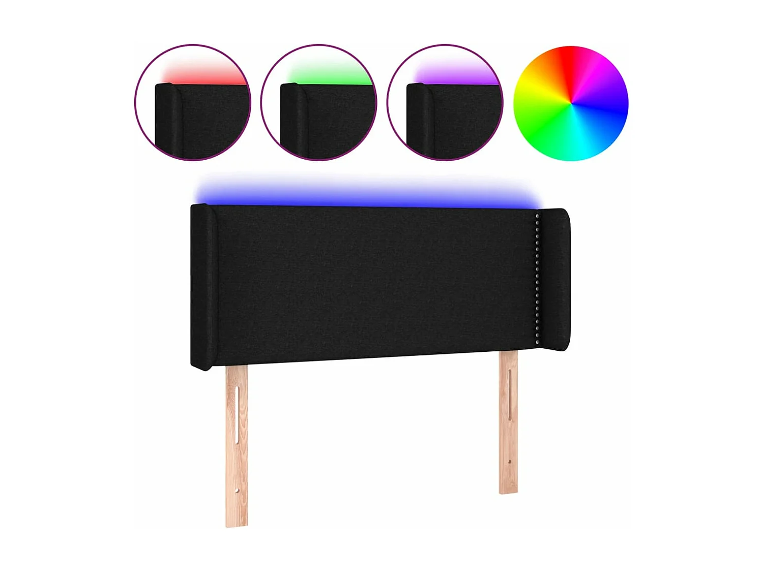 LED - Kopfteil für Bett | Bett-Kopfteil Schwarz 93x16x78/88 cm Stoff -MN781842