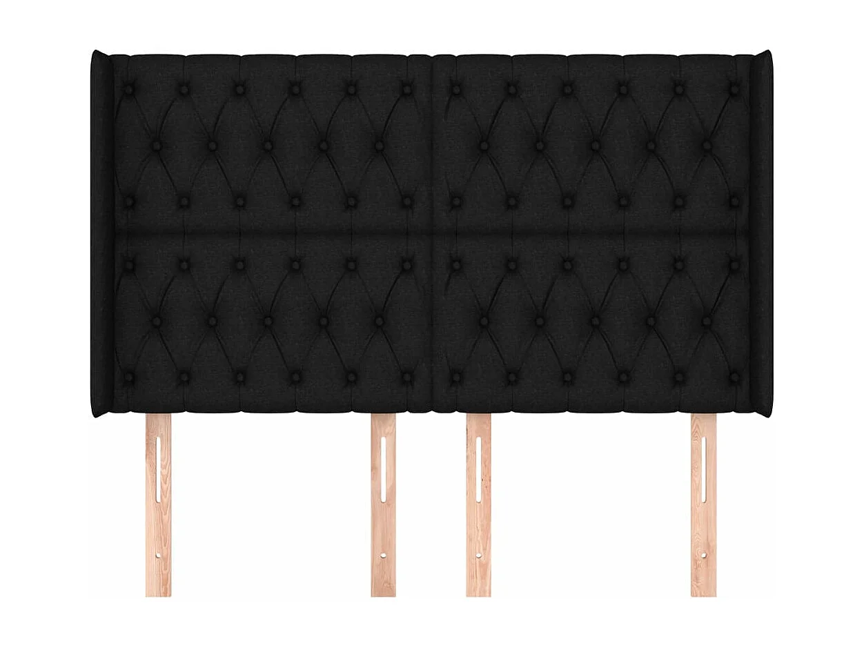 Kopfteil für Bett | Bett-Kopfteil mit Ohren Schwarz 163x16x118/128 cm Stoff -MN373952