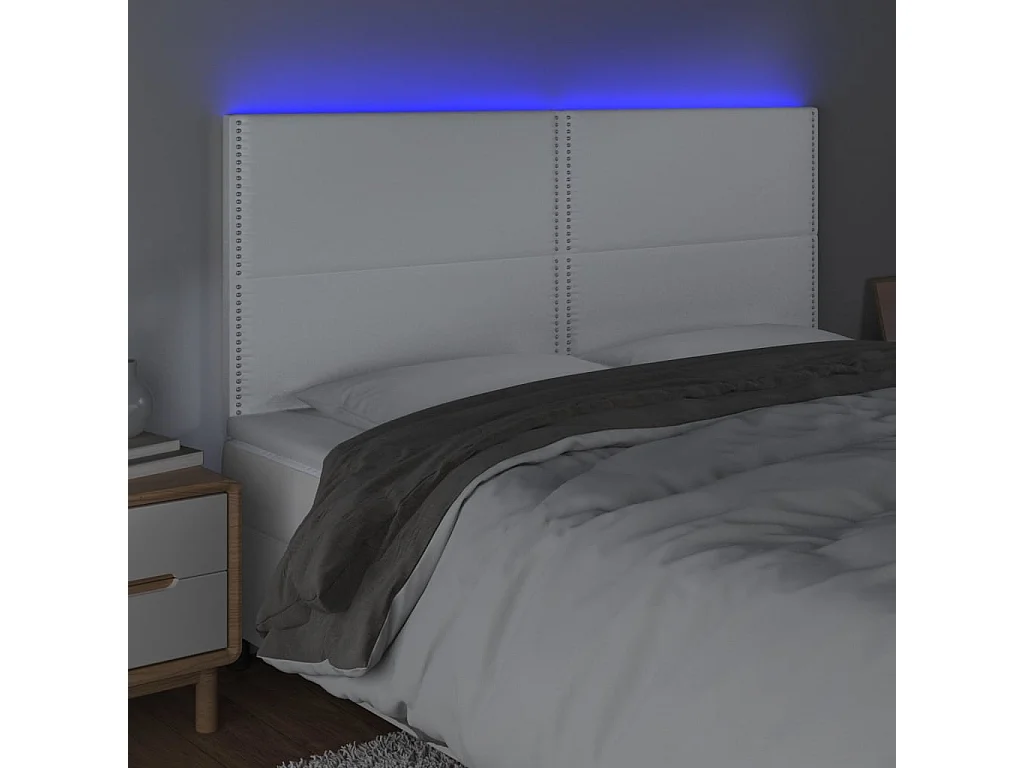 LED - Kopfteil für Bett | Bett-Kopfteil Weiß 200x5x118/128 cm Kunstleder -MN773269