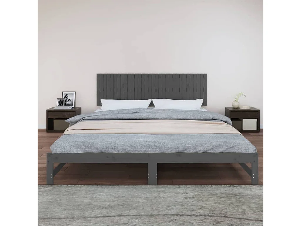 Wand-Kopfteil für Bett | Bett-Kopfteil Grau 204x3x60 cm Massivholz Kiefer -MN941591