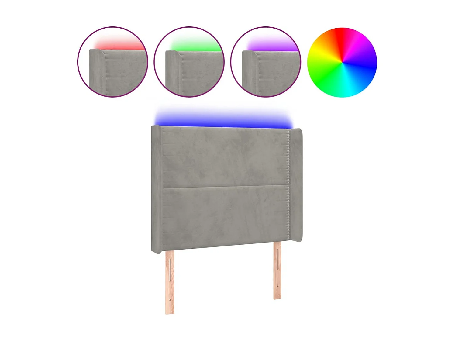 LED - Kopfteil für Bett | Bett-Kopfteil Hellgrau 103x16x118/128 cm Samt -MN630988