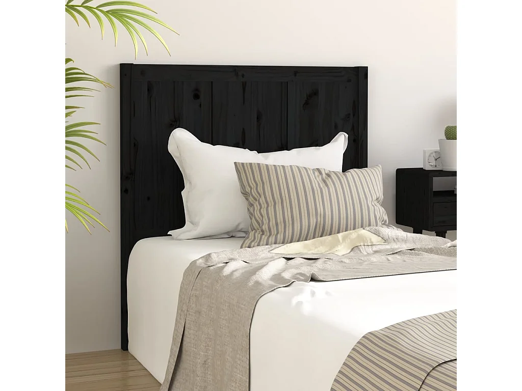 Kopfteil für Bett | Bett-Kopfteil Schwarz 95,5x4x100 cm Massivholz Kiefer -MN503064