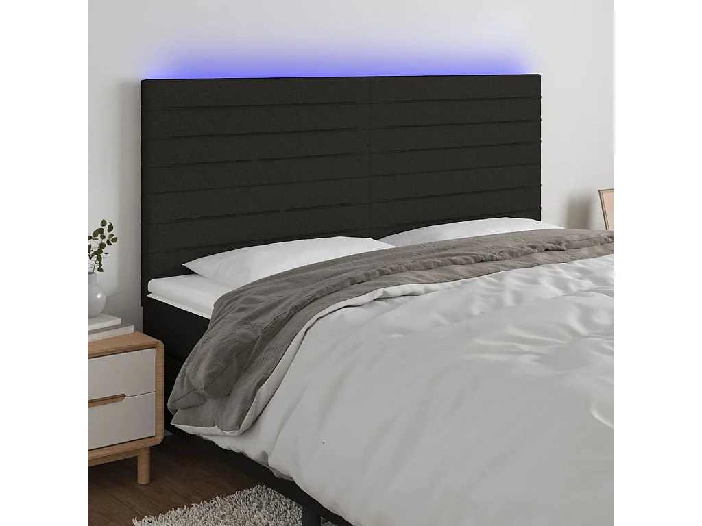 LED - Kopfteil für Bett | Bett-Kopfteil Schwarz 200x5x118/128 cm Stoff -MN503272