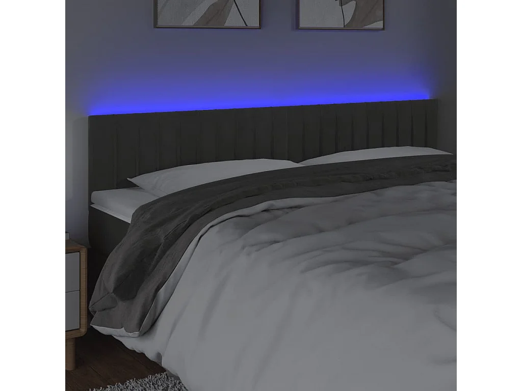 LED - Kopfteil für Bett | Bett-Kopfteil Dunkelgrau 200x5x78/88 cm Samt -MN597344