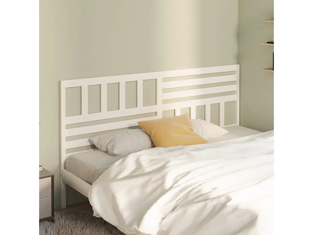 Kopfteil für Bett | Bett-Kopfteil Weiß 206x4x100 cm Massivholz Kiefer -MN104425