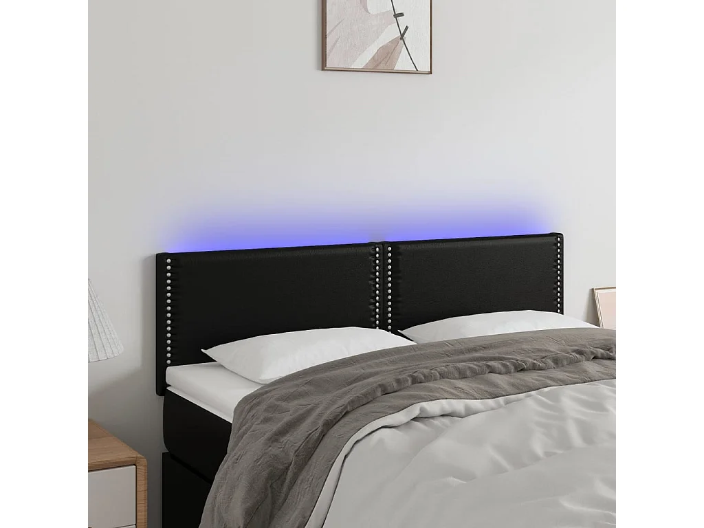 LED - Kopfteil für Bett | Bett-Kopfteil Schwarz 144x5x78/88 cm Kunstleder -MN961353
