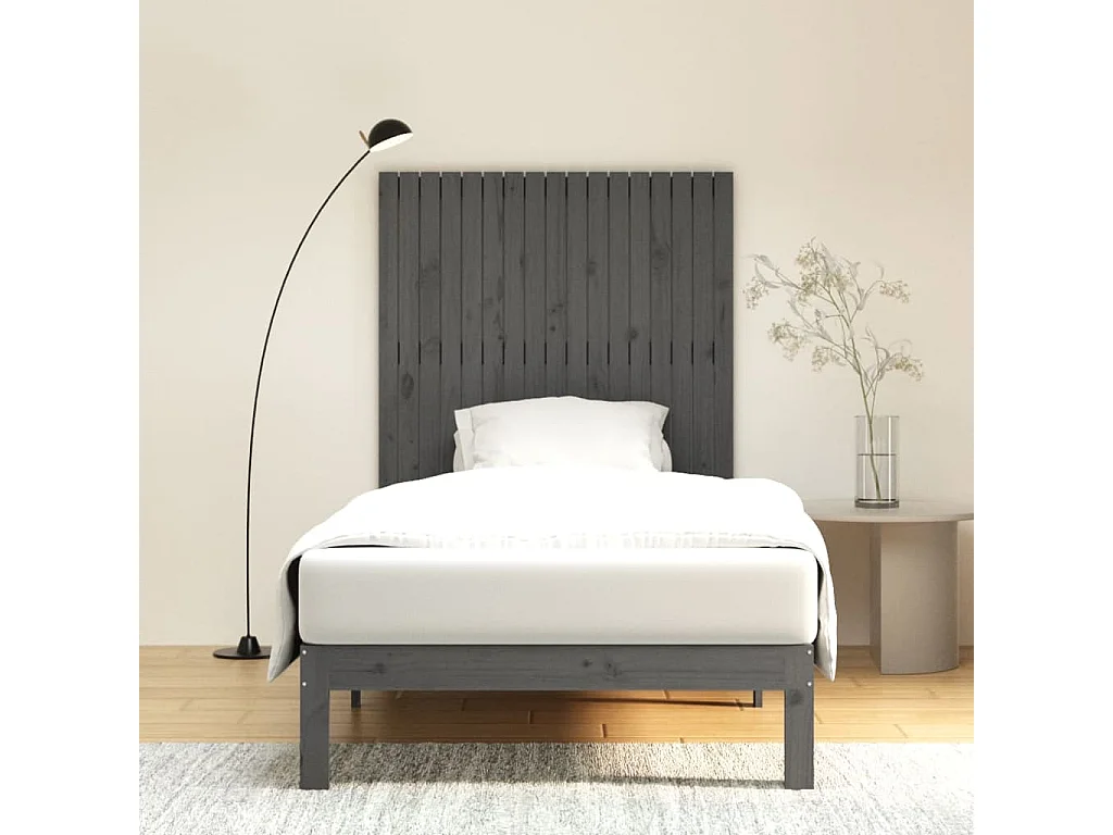 Wand-Kopfteil für Bett | Bett-Kopfteil Grau 108x3x110 cm Massivholz Kiefer -MN919081