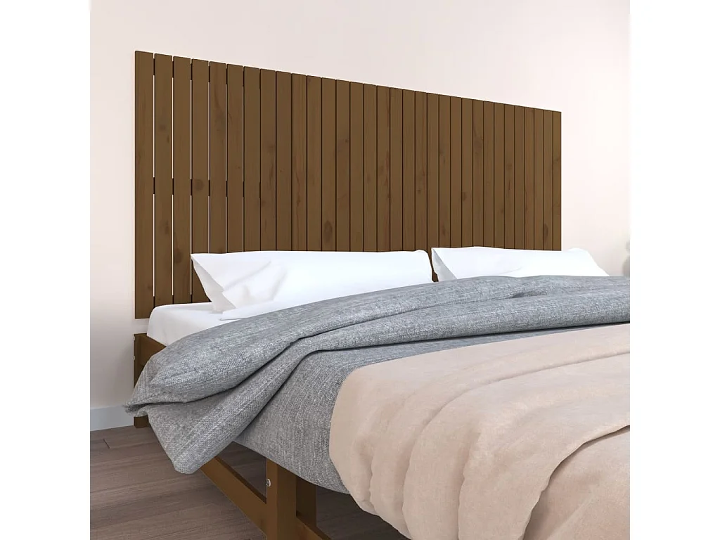 Wand-Kopfteil für Bett | Bett-Kopfteil Honigbraun 204x3x90 cm Massivholz Kiefer -MN229118