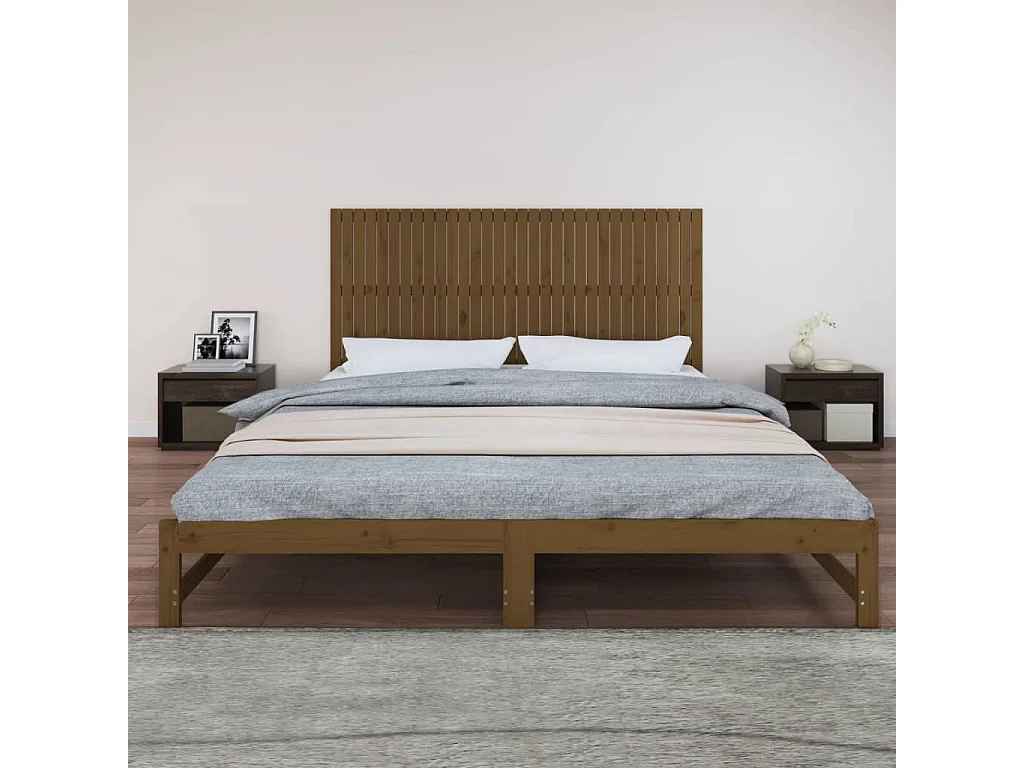 Wand-Kopfteil für Bett | Bett-Kopfteil Honigbraun 204x3x90 cm Massivholz Kiefer -MN229118