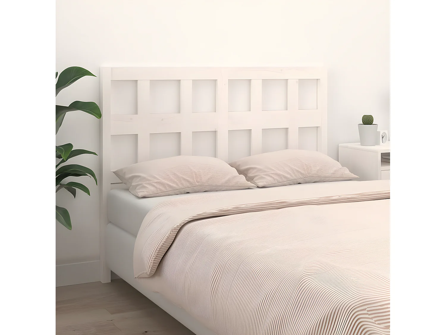 Kopfteil für Bett | Bett-Kopfteil Weiß 185,5x4x100 cm Massivholz Kiefer -MN939156