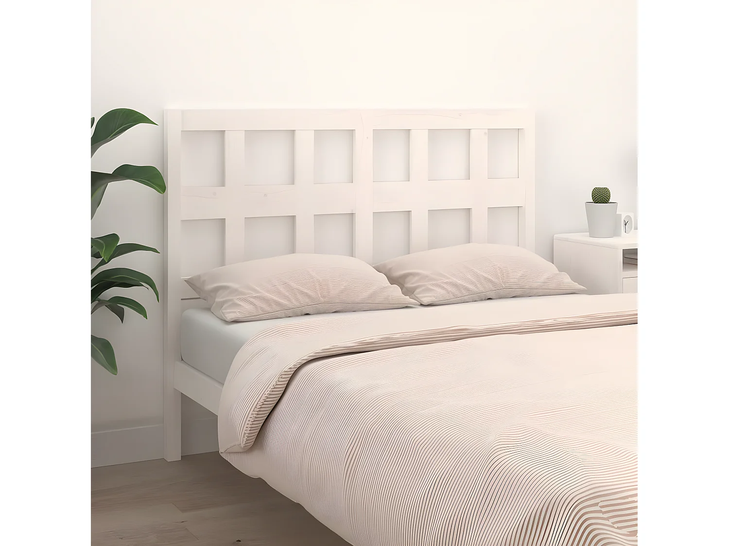 Kopfteil für Bett | Bett-Kopfteil Weiß 185,5x4x100 cm Massivholz Kiefer -MN939156