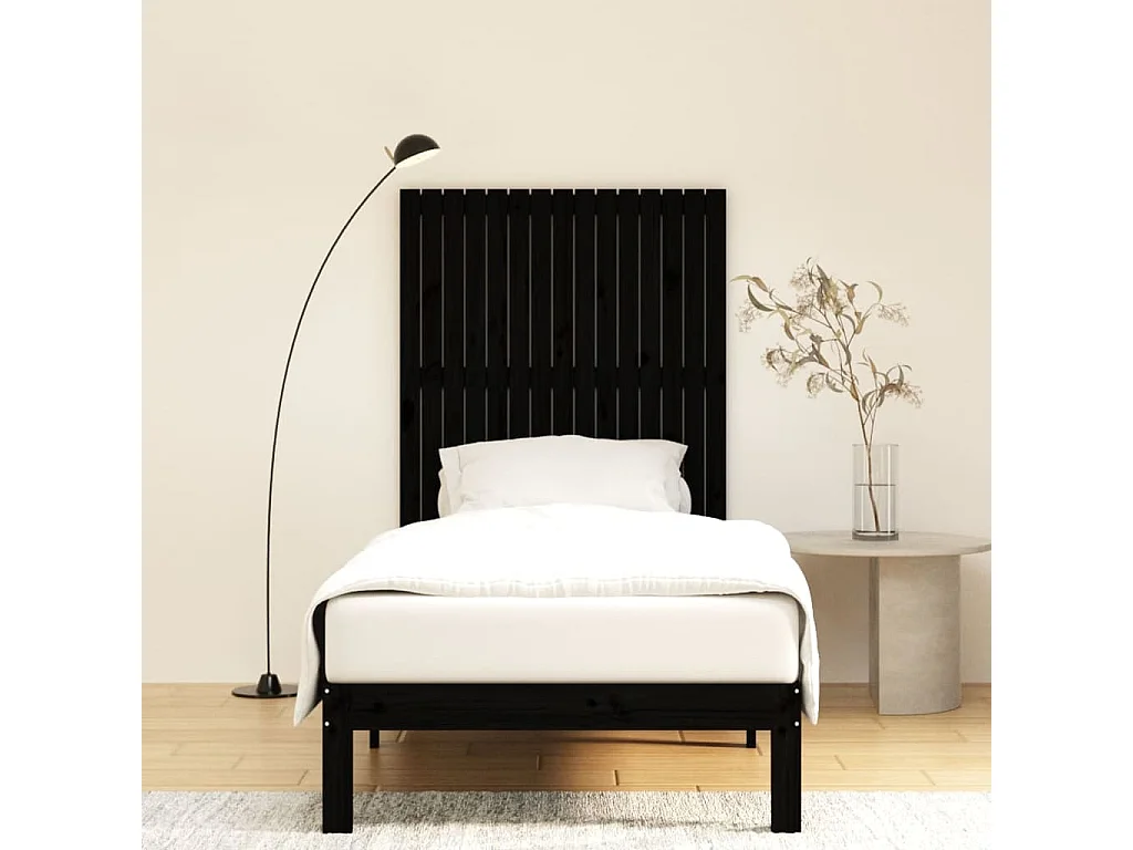 Wand-Kopfteil für Bett | Bett-Kopfteil Schwarz 95,5x3x110 cm Massivholz Kiefer -MN133116