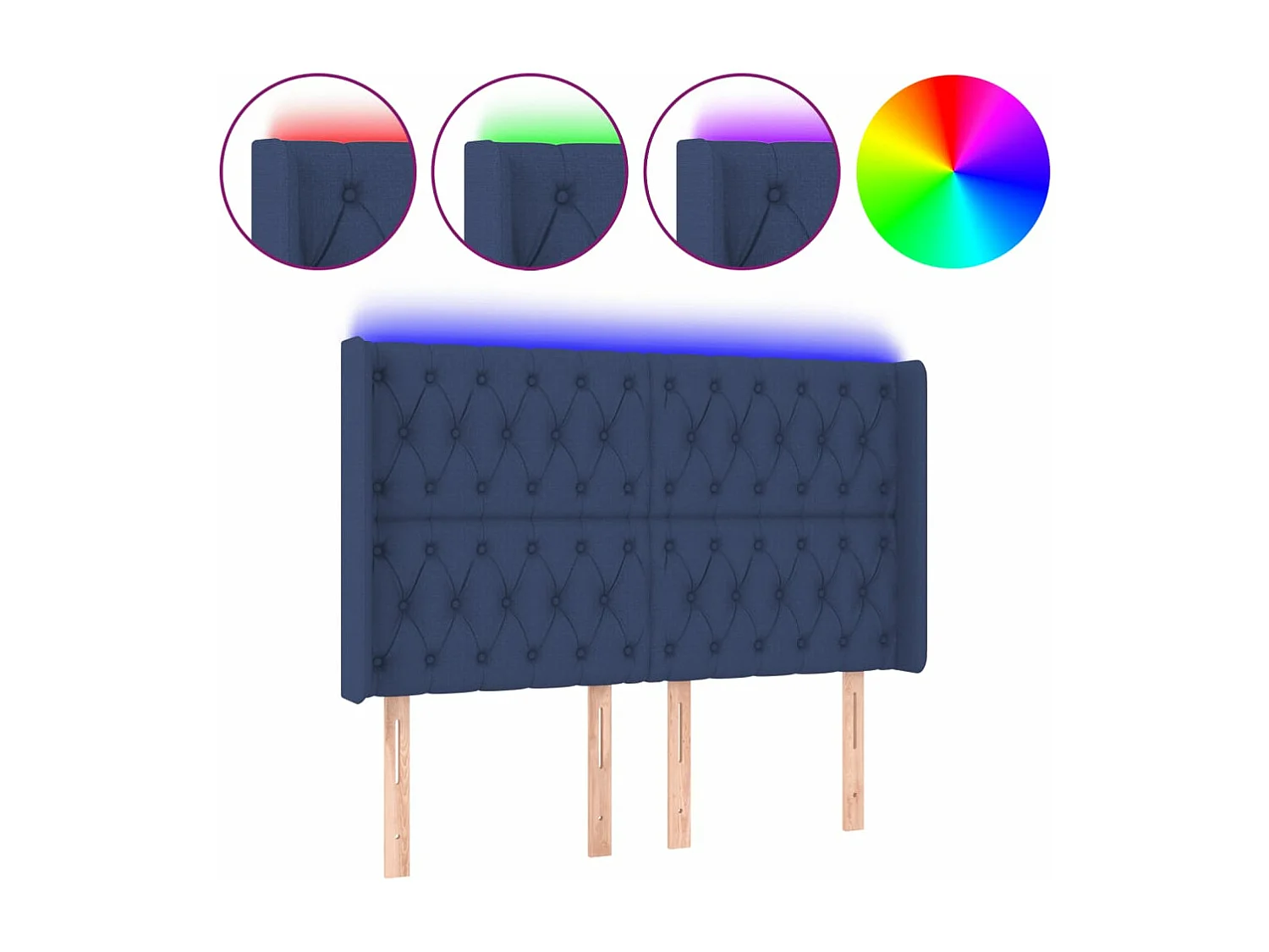 LED - Kopfteil für Bett | Bett-Kopfteil Blau 163x16x118/128 cm Stoff -MN822492