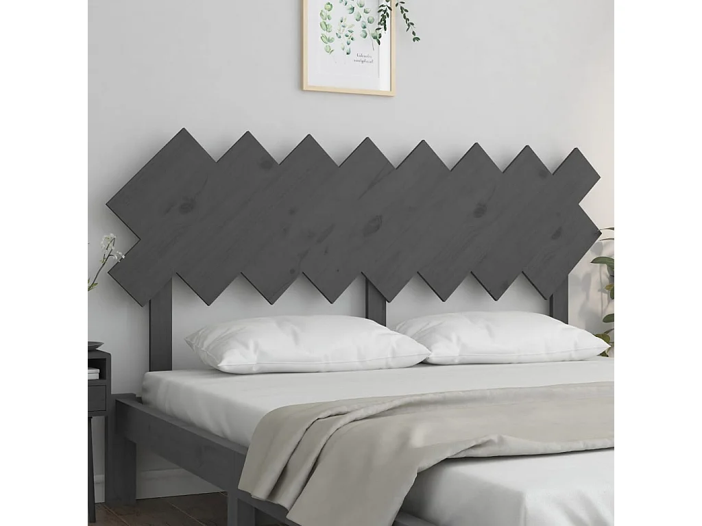 Kopfteil für Bett - Bett-Kopfteil Grau 159,5x3x80,5 cm Massivholz Kiefer -MN350074