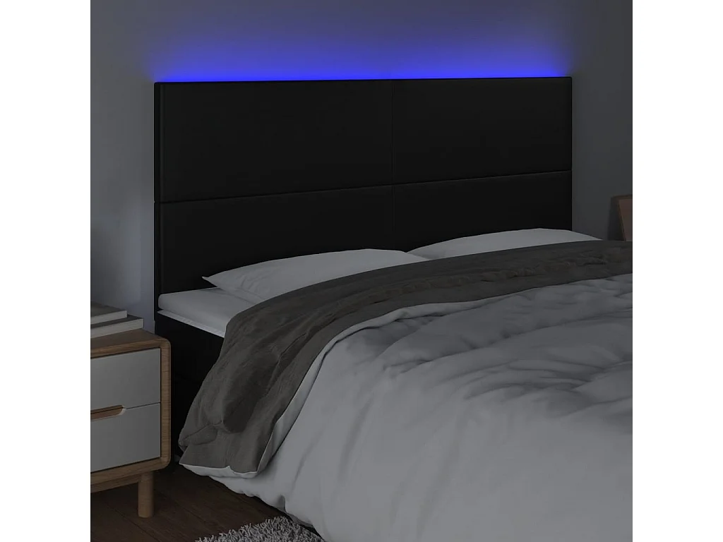 LED - Kopfteil für Bett | Bett-Kopfteil Schwarz 200x5x118/128 cm Kunstleder -MN306473