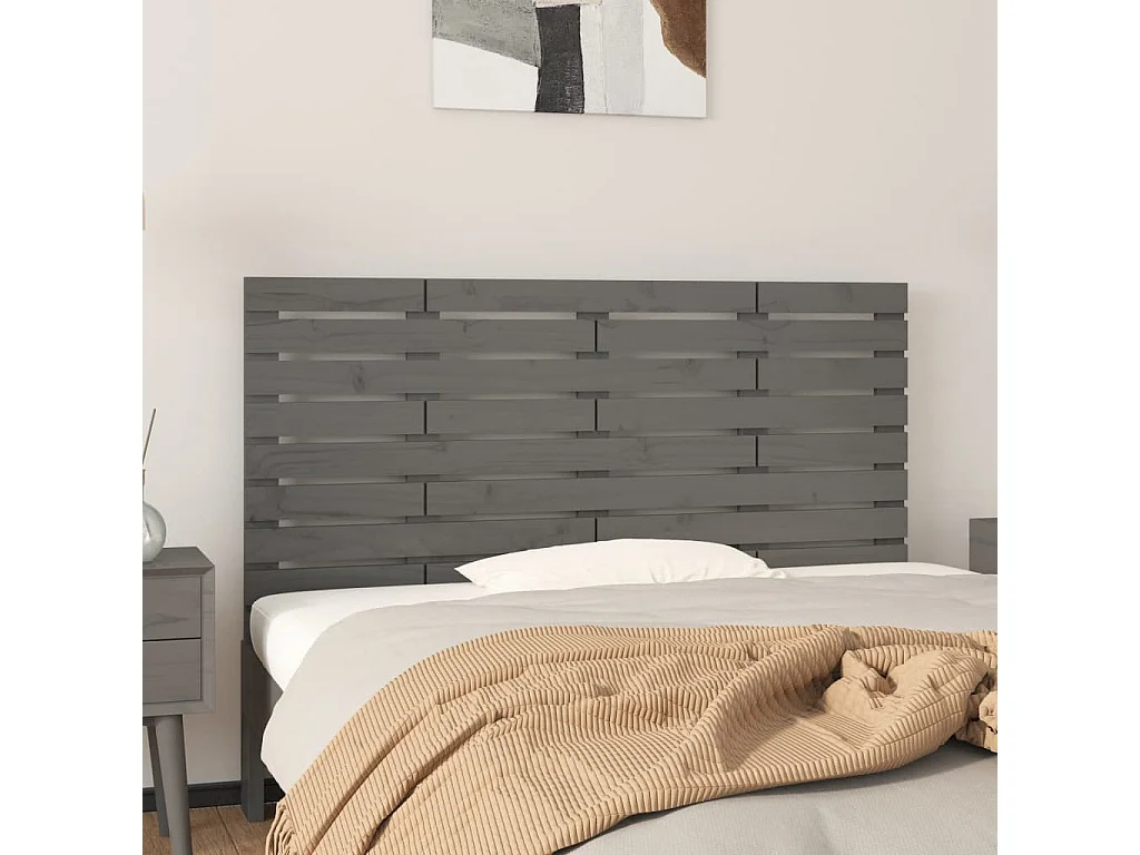 Wand-Kopfteil für Bett | Bett-Kopfteil Grau 156x3x63 cm Massivholz Kiefer -MN633956