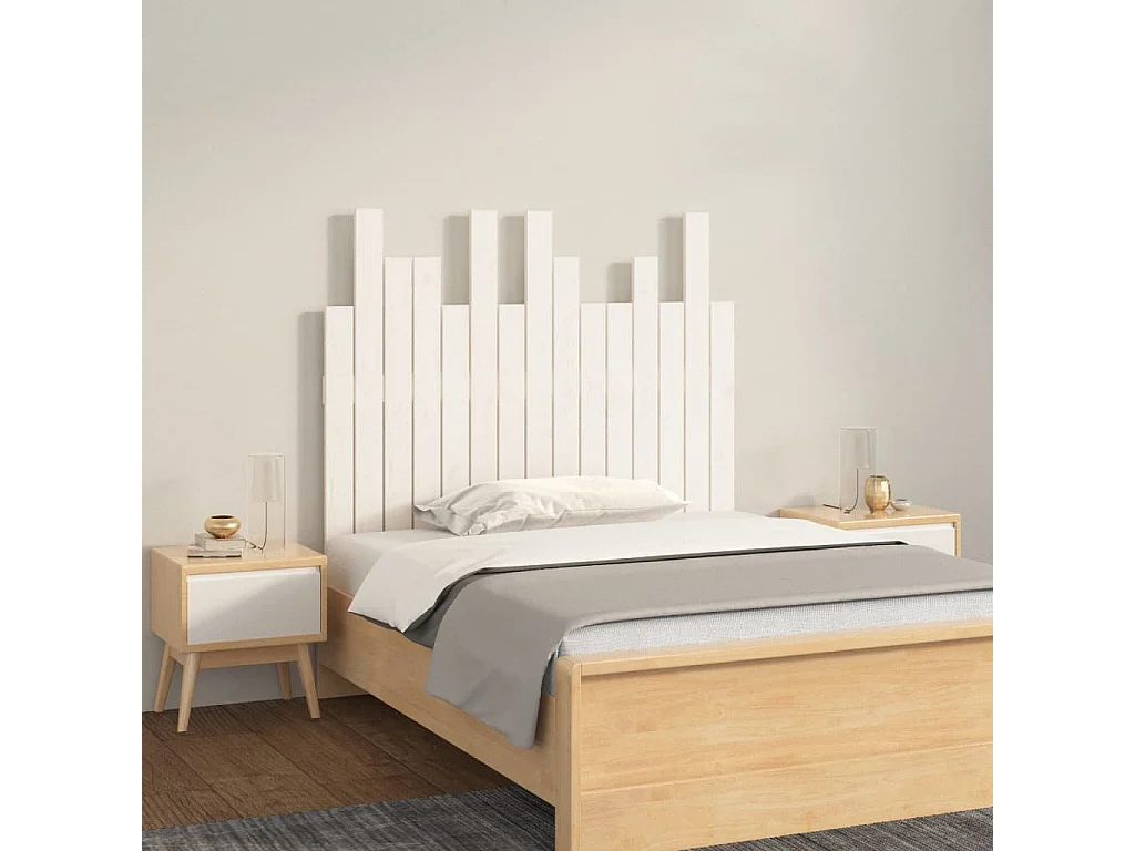 Wand-Kopfteil für Bett | Bett-Kopfteil Weiß 95,5x3x80 cm Massivholz Kiefer -MN350312