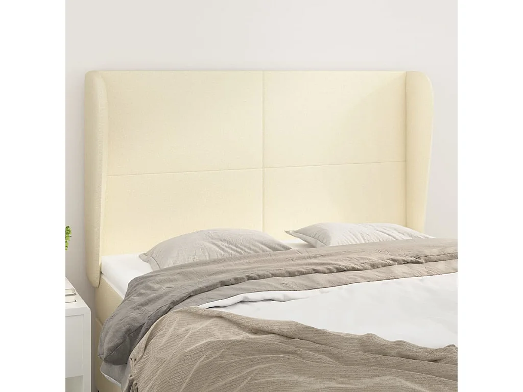Kopfteil für Bett | Bett-Kopfteil mit Ohren Creme 147x23x118/128 cm Kunstleder -MN856617
