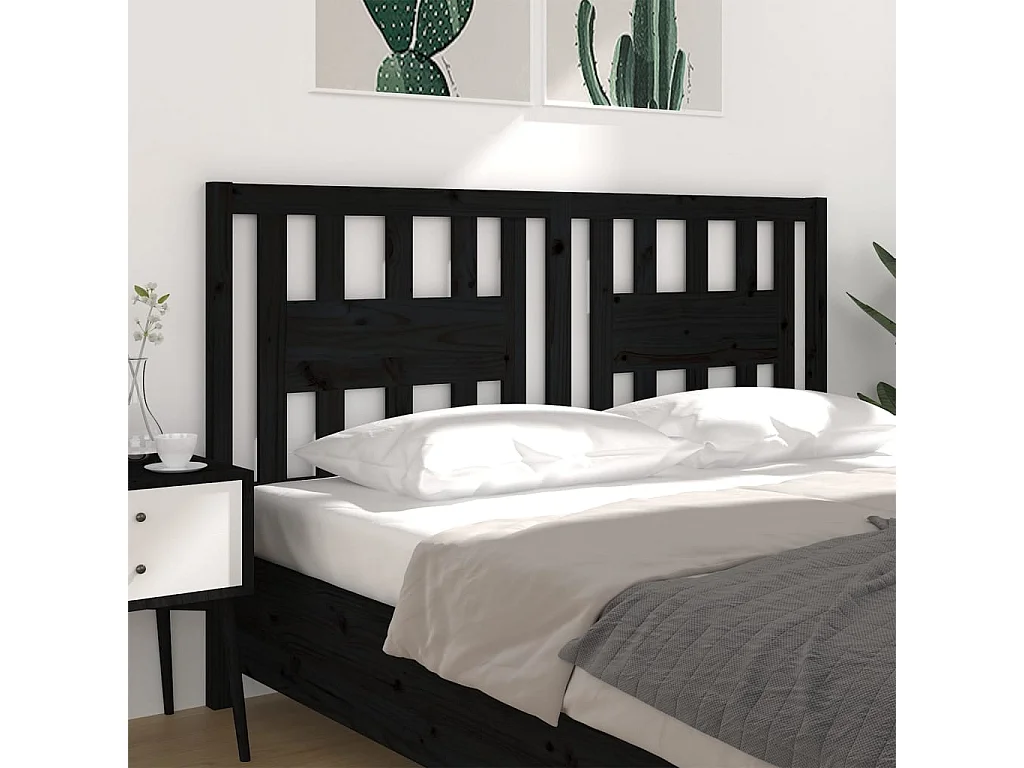 Kopfteil für Bett | Bett-Kopfteil Schwarz 126x4x100 cm Massivholz Kiefer -MN519580