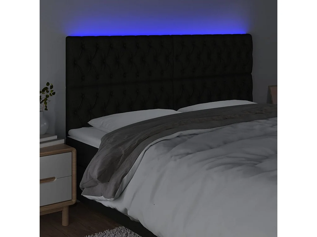 LED - Kopfteil für Bett | Bett-Kopfteil Schwarz 200x7x118/128 cm Stoff -MN272790