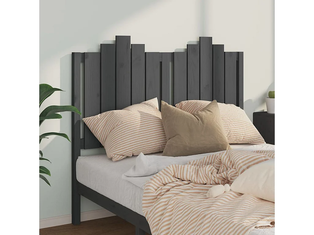 Kopfteil für Bett | Bett-Kopfteil Grau 126x4x110 cm Massivholz Kiefer -MN158786