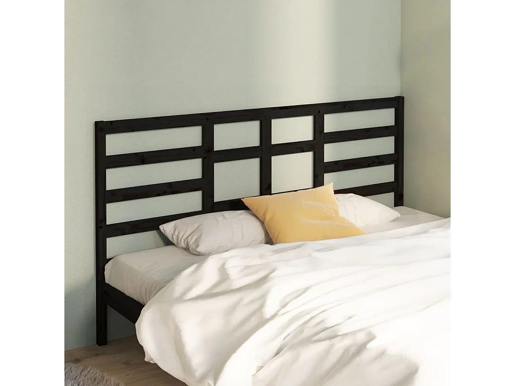 Kopfteil für Bett - Bett-Kopfteil Schwarz 206x4x104 cm Massivholz Kiefer -MN605414