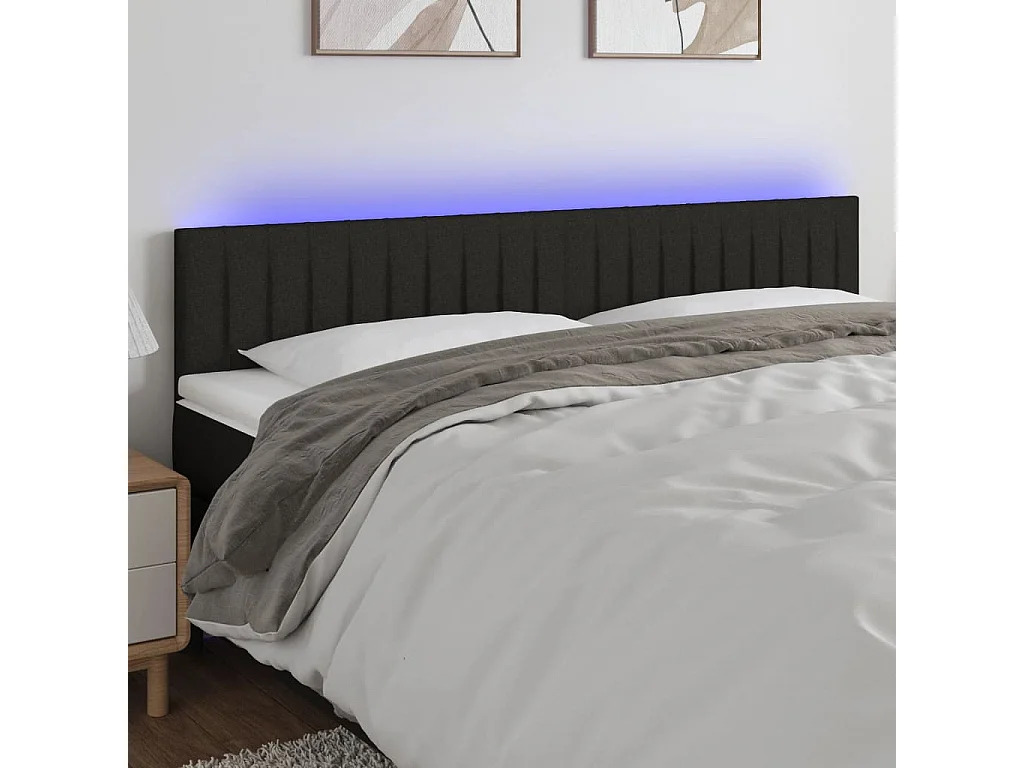 LED - Kopfteil für Bett | Bett-Kopfteil Schwarz 200x5x78/88 cm Stoff -MN947857