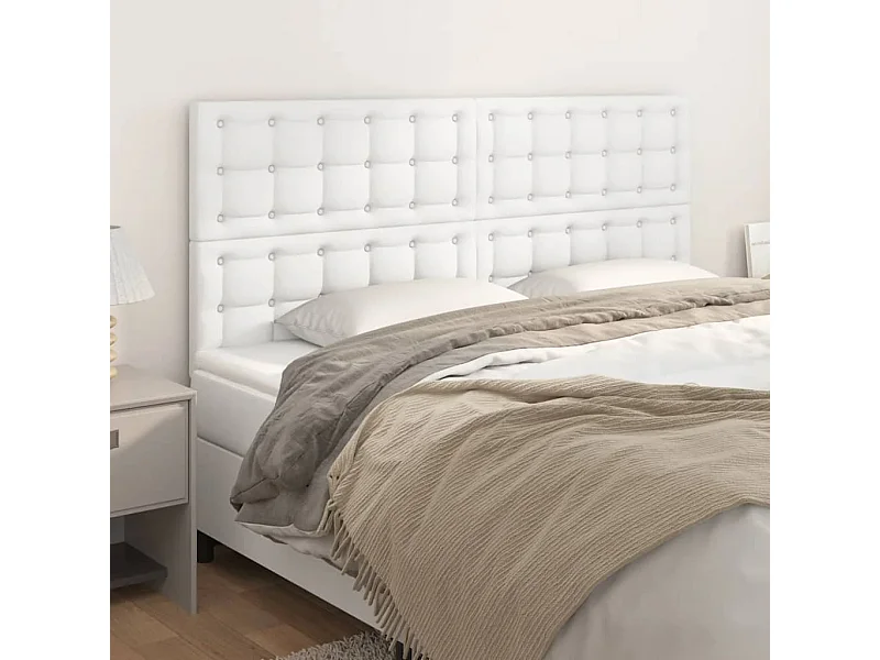 4er Kopfteil für Bett | Bett-Kopfteile Weiß 90x5x78/88 cm Kunstleder -MN926669
