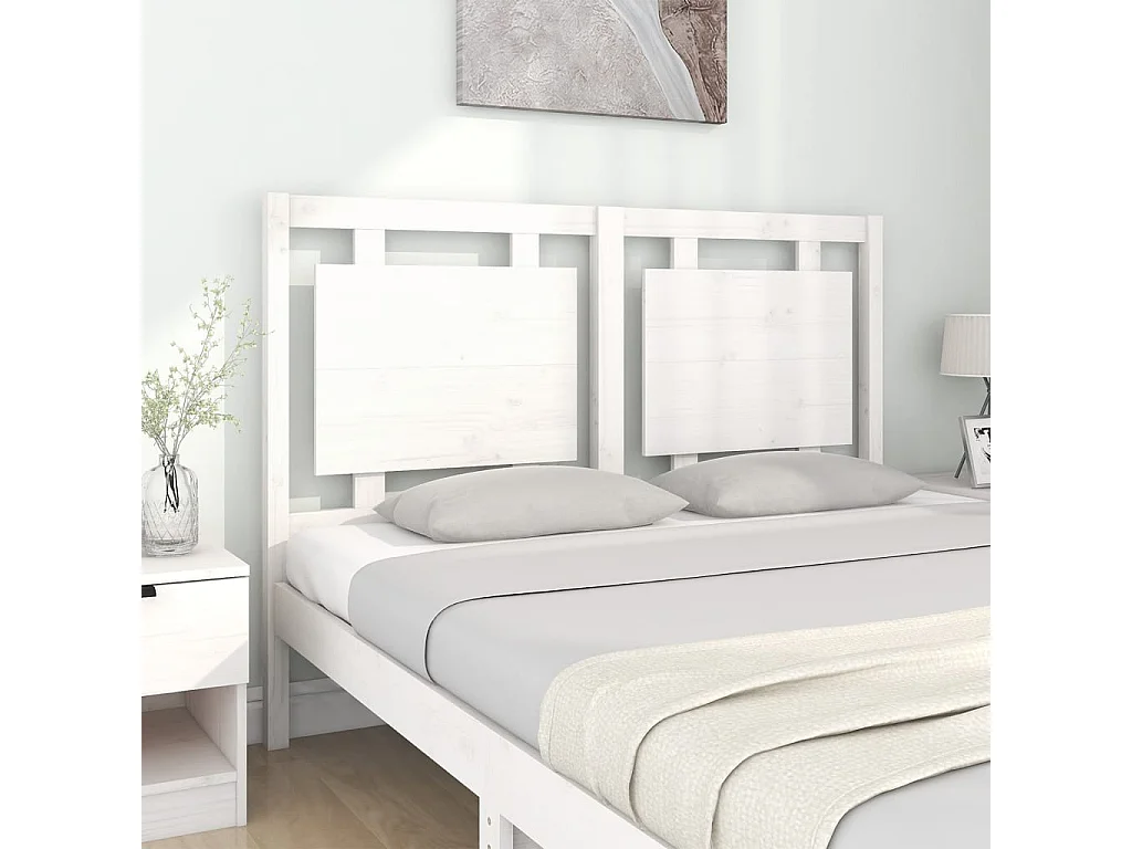 Kopfteil für Bett | Bett-Kopfteil Weiß 140,5x4x100 cm Massivholz Kiefer -MN493737