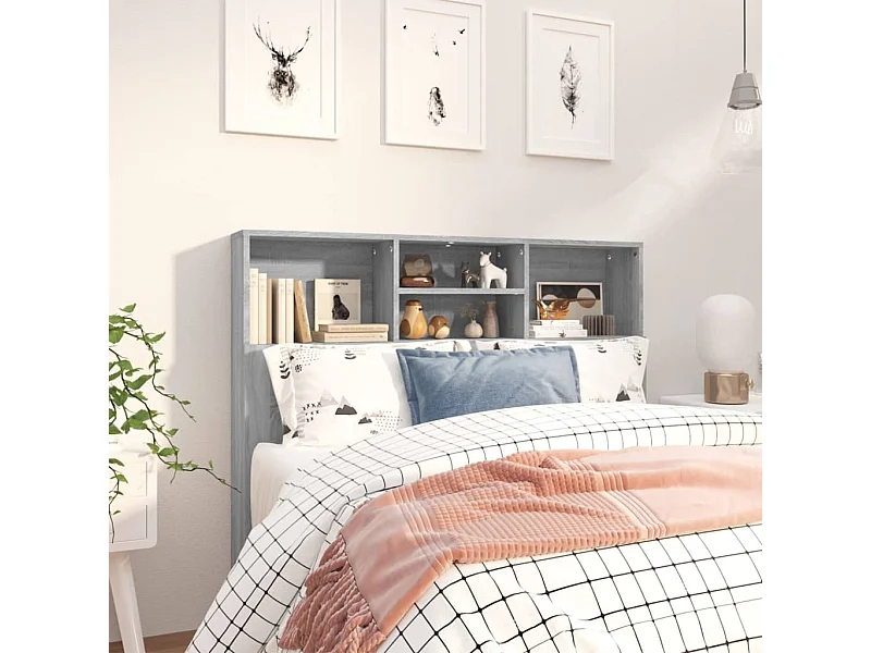 Kopfteil für Bett | Bett-Kopfteil mit Ablagen Grau Sonoma 120x19x103,5 cm -MN496763