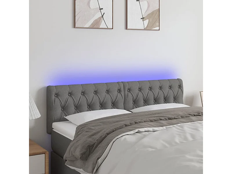 LED - Kopfteil für Bett | Bett-Kopfteil Dunkelgrau 160x7x78/88 cm Stoff -MN831026