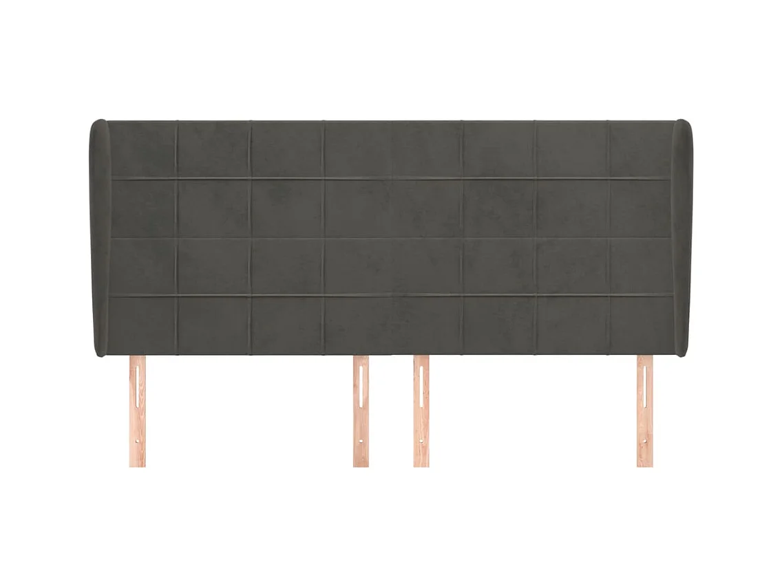 Kopfteil für Bett | Bett-Kopfteil mit Ohren Dunkelgrau 163x23x118/128 cm Samt -MN178030