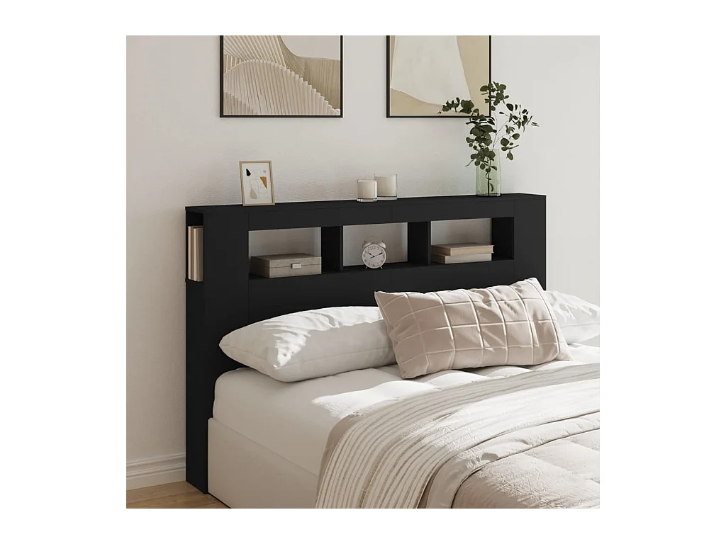 LED-Kopfteil für Bett | Bett-Kopfteil Schwarz 160x18,5x103,5 cm Holzwerkstoff -MN293375