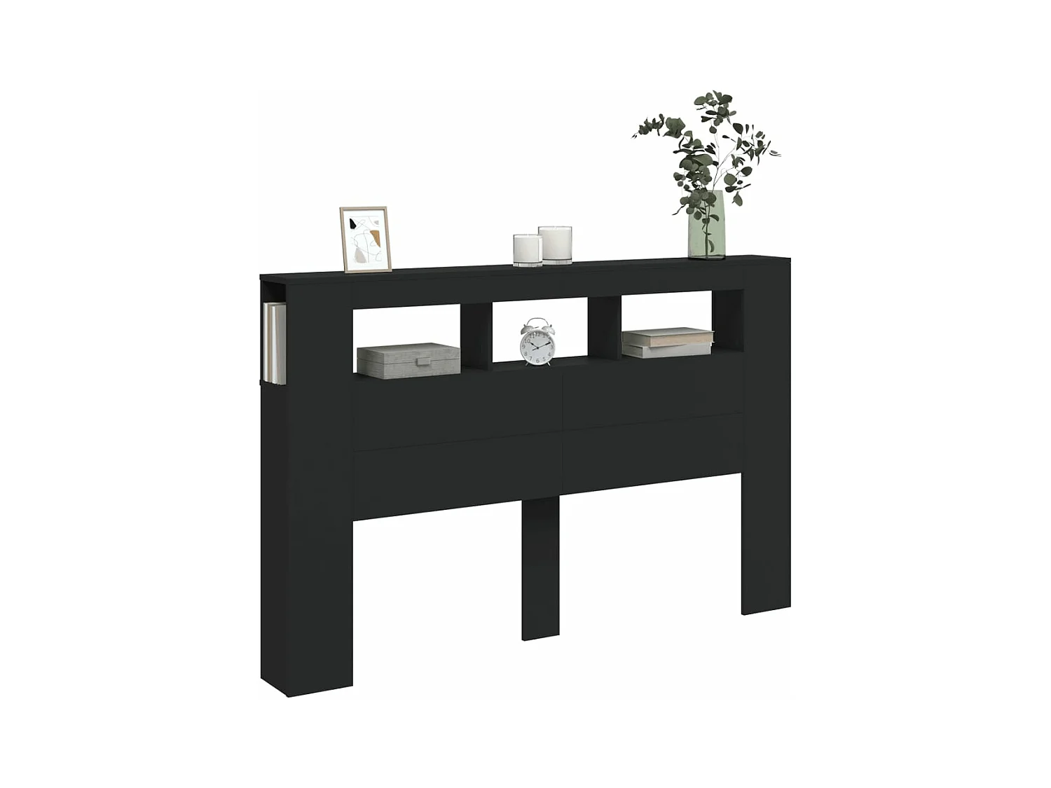 LED-Kopfteil für Bett | Bett-Kopfteil Schwarz 160x18,5x103,5 cm Holzwerkstoff -MN293375