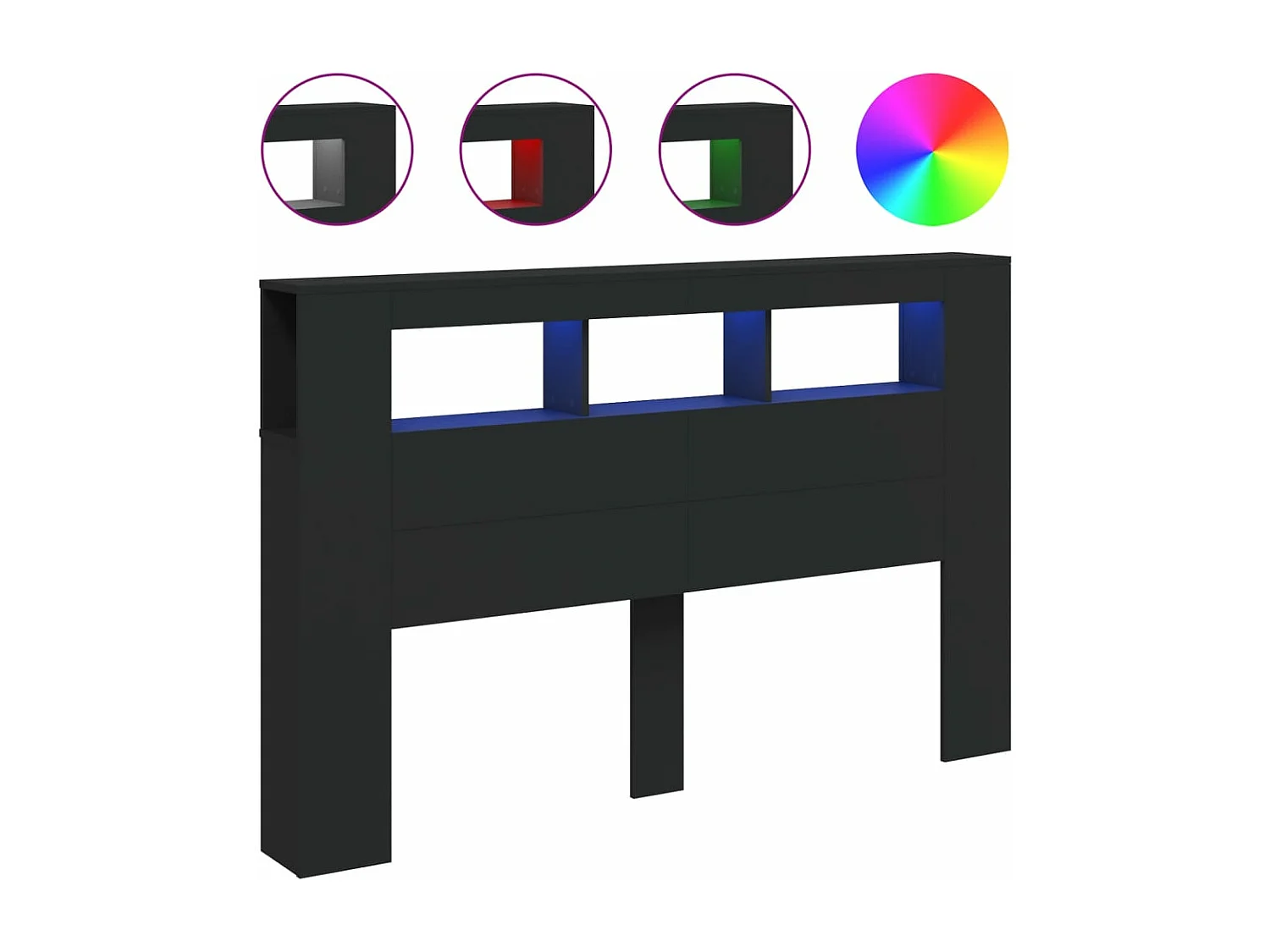 LED-Kopfteil für Bett | Bett-Kopfteil Schwarz 160x18,5x103,5 cm Holzwerkstoff -MN293375