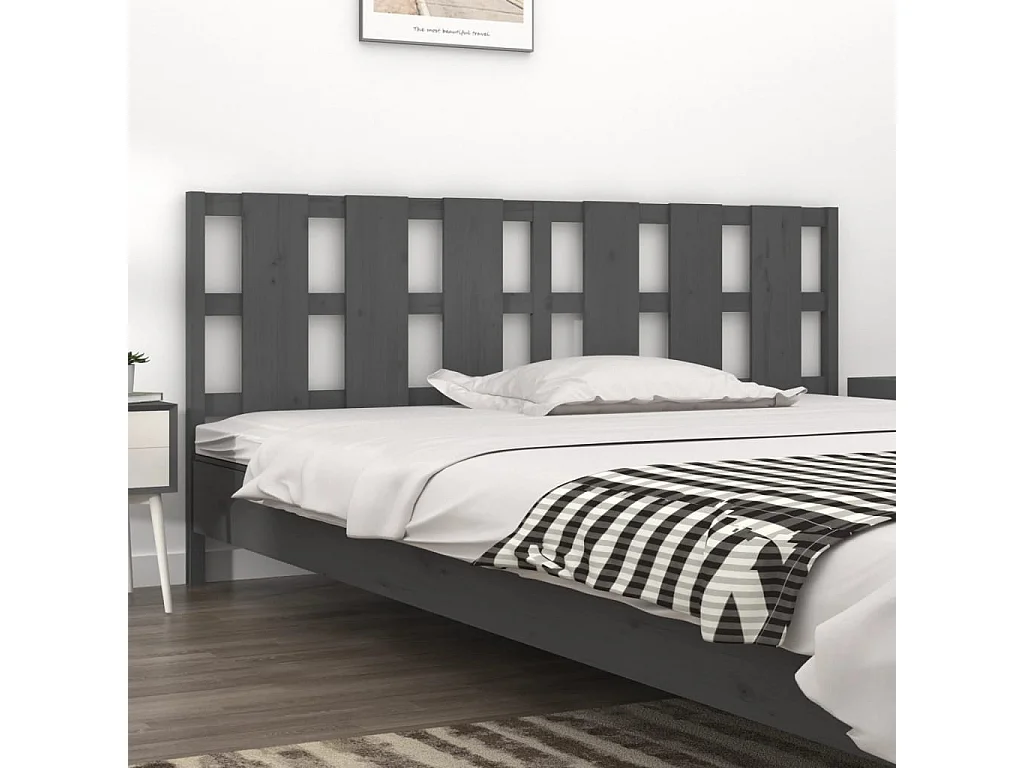 Kopfteil für Bett - Bett-Kopfteil Grau 205,5x4x100 cm Massivholz Kiefer -MN680395