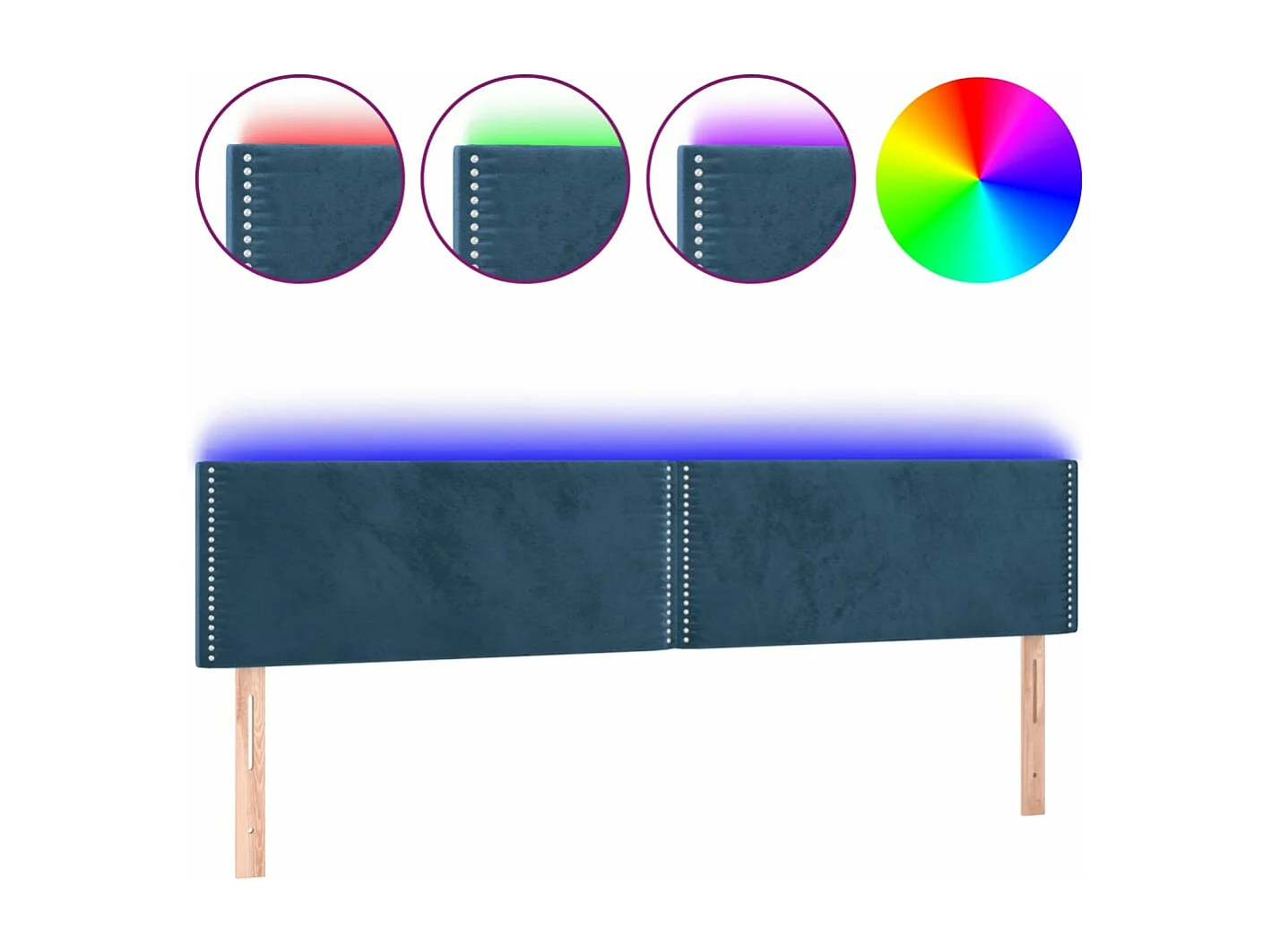 LED - Kopfteil für Bett | Bett-Kopfteil Dunkelblau 160x5x78/88 cm Samt -MN738070