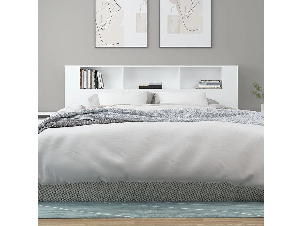 Kopfteil für Bett | Bett-Kopfteil mit Ablagen Weiß 200x18,5x104,5 cm -MN245883