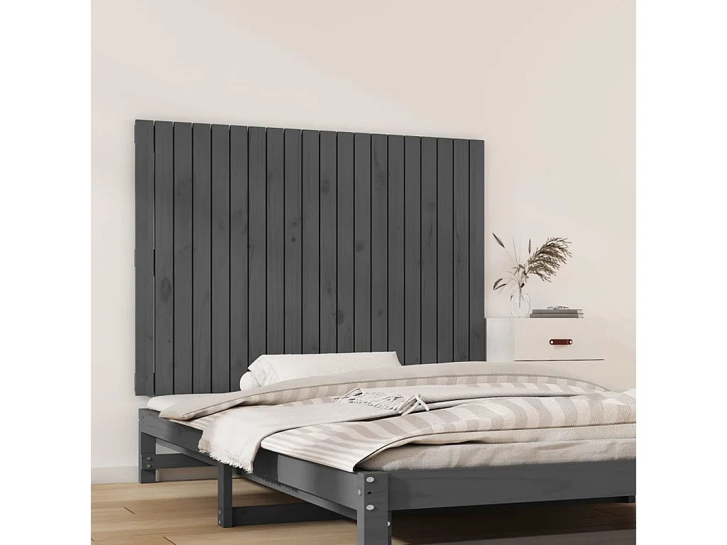 Wand-Kopfteil für Bett | Bett-Kopfteil Grau 127,5x3x90 cm Massivholz Kiefer -MN456926