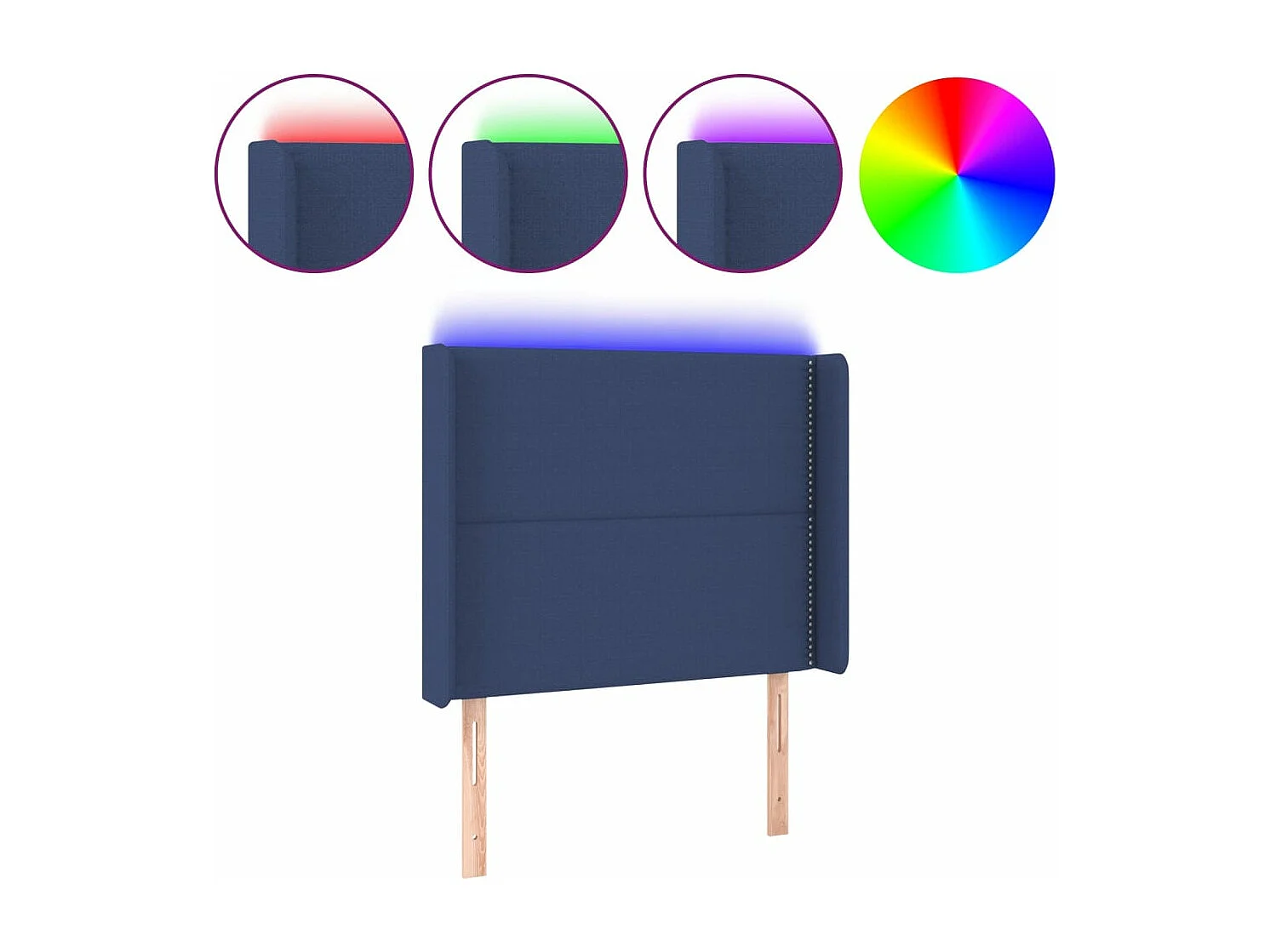 LED - Kopfteil für Bett | Bett-Kopfteil Blau 93x16x118/128 cm Stoff -MN605938