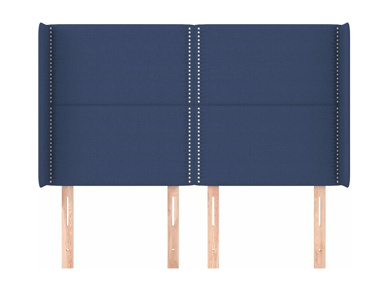 Kopfteil für Bett | Bett-Kopfteil mit Ohren Blau 147x16x118/128 cm Stoff -MN855134