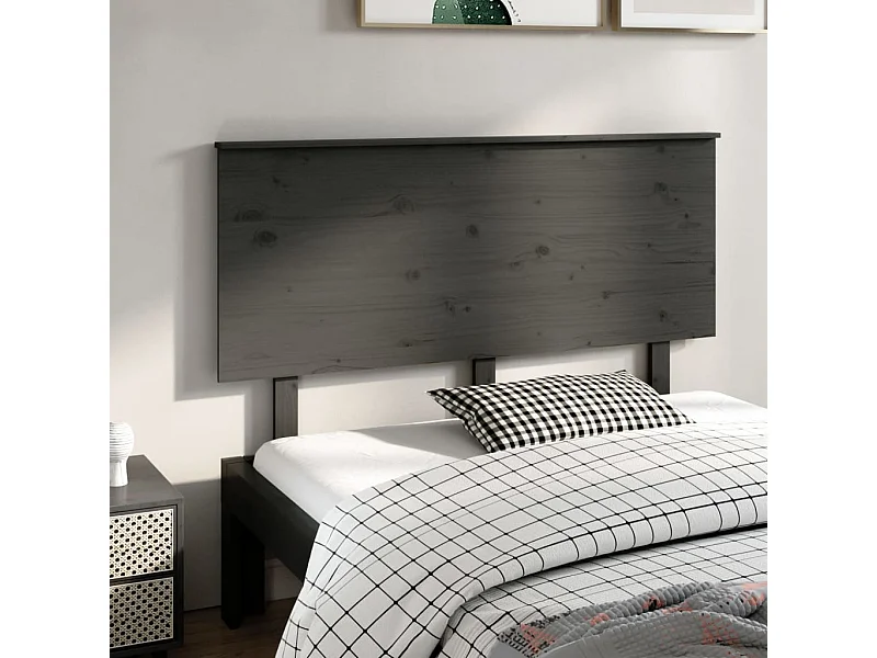 Kopfteil für Bett | Bett-Kopfteil Grau 144x6x82,5 Massivholz Kiefer -MN700072
