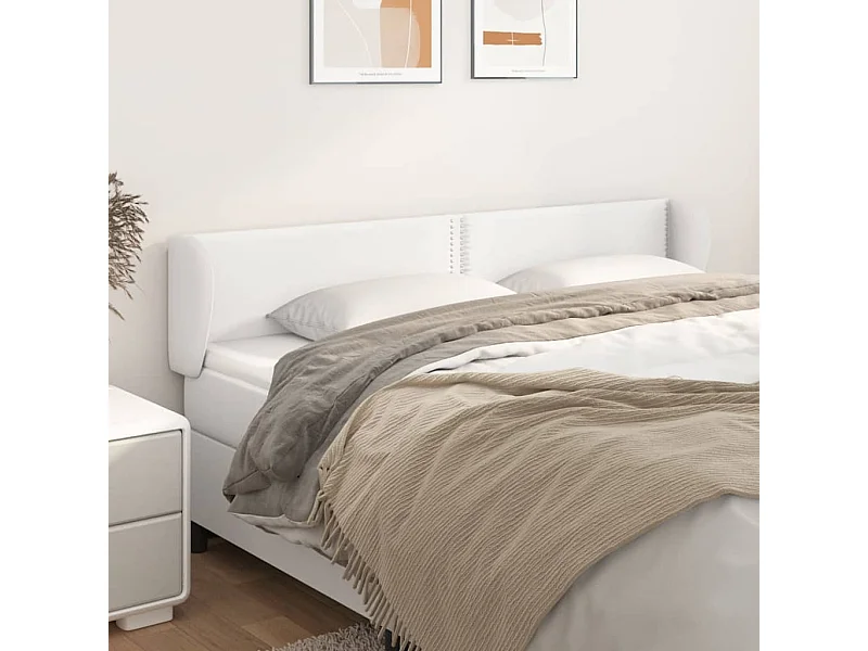 Kopfteil für Bett | Bett-Kopfteil mit Ohren Weiß 163x23x78/88 cm Kunstleder -MN301185