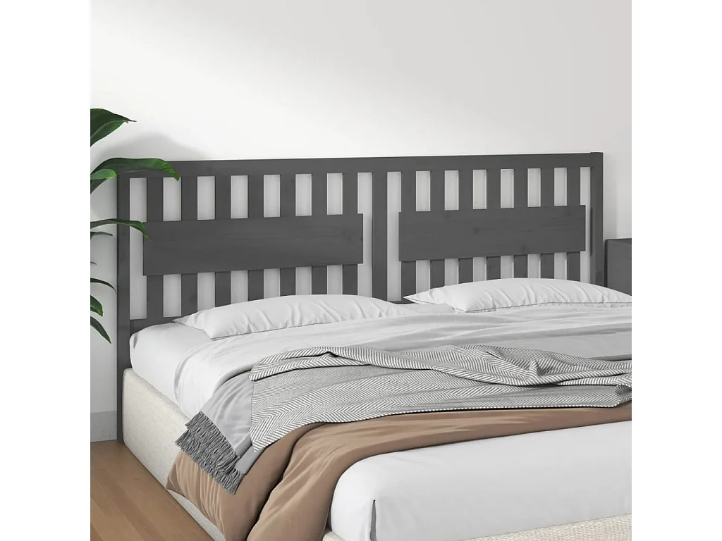 Kopfteil für Bett | Bett-Kopfteil Grau 205,5x4x100 cm Massivholz Kiefer -MN535024