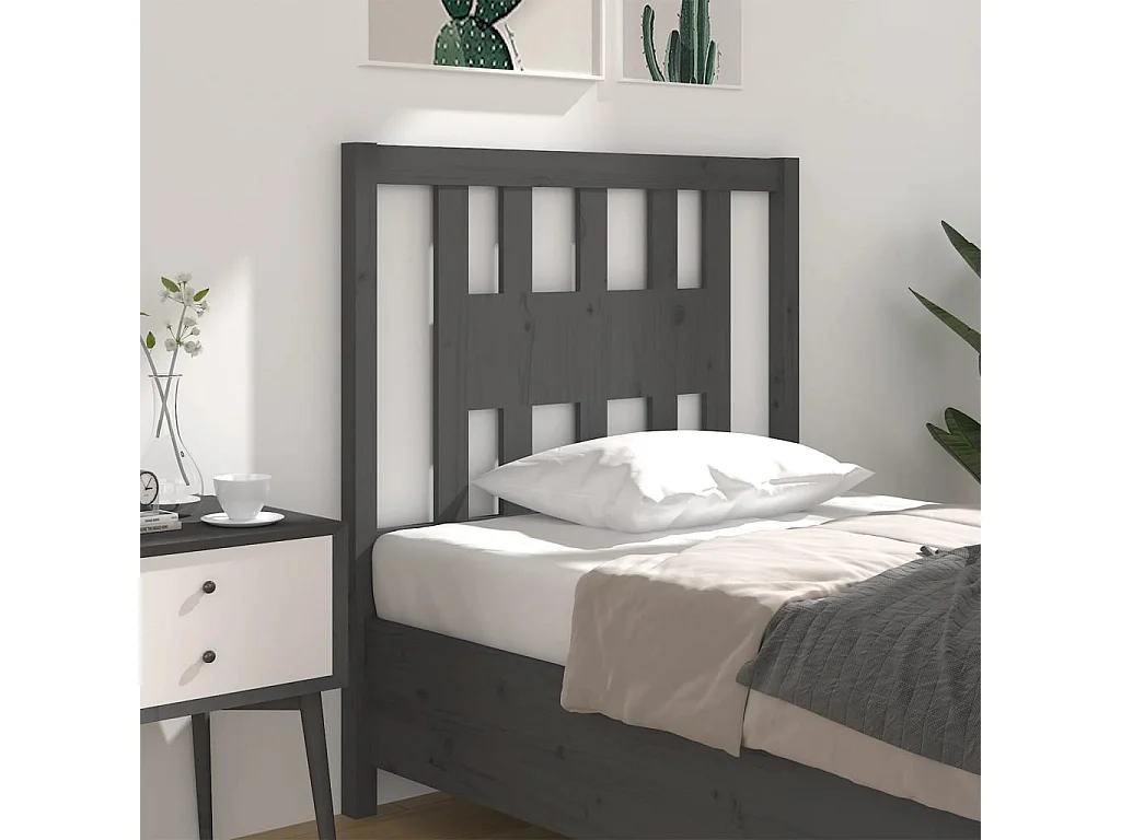 Kopfteil für Bett | Bett-Kopfteil Grau 96x4x100 cm Massivholz Kiefer -MN912349