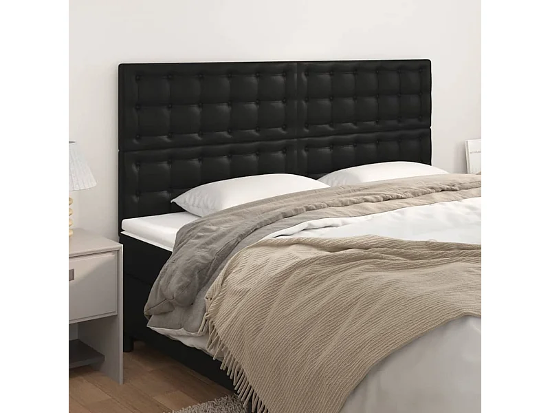 4er Kopfteil für Bett | Bett-Kopfteile Schwarz 90x5x78/88 cm Kunstleder -MN833733