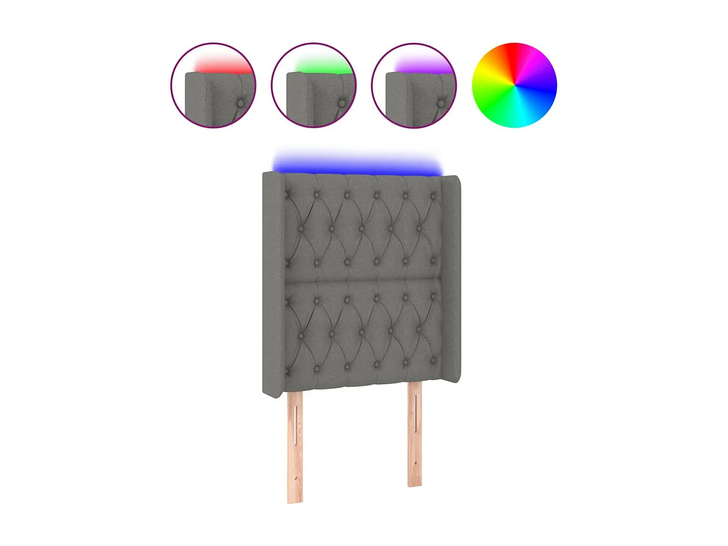 LED - Kopfteil für Bett | Bett-Kopfteil Dunkelgrau 83x16x118/128 cm Stoff -MN161032