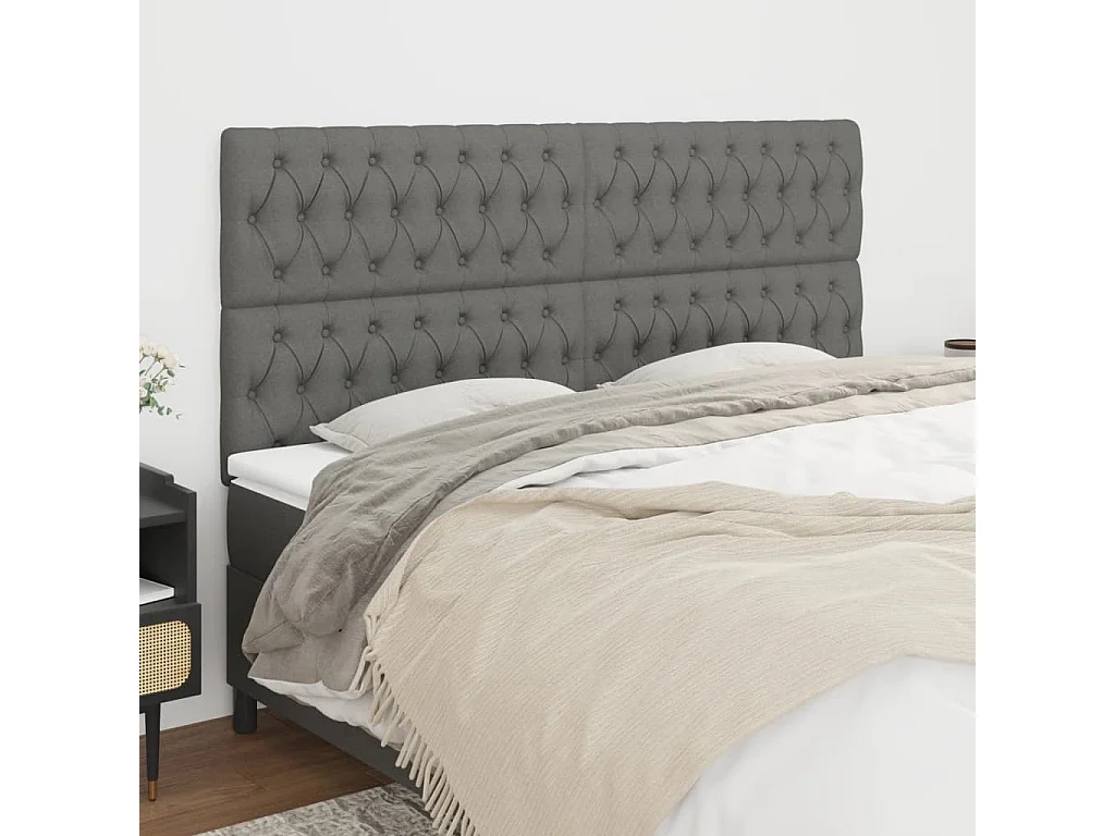 4er Kopfteil für Bett | Bett-Kopfteile Dunkelgrau 100x7x78/88 cm Stoff -MN523479