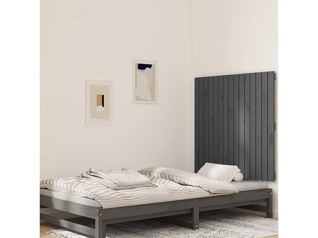 Wand-Kopfteil für Bett | Bett-Kopfteil Grau 95,5x3x90 cm Massivholz Kiefer -MN682664