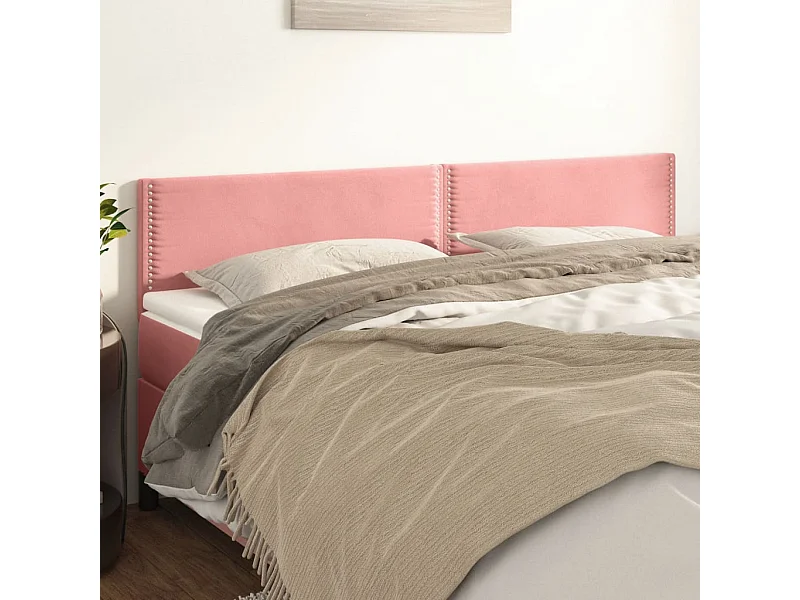 2er Kopfteil für Bett | Bett-Kopfteile Rosa 90x5x78/88 cm Samt -MN575641